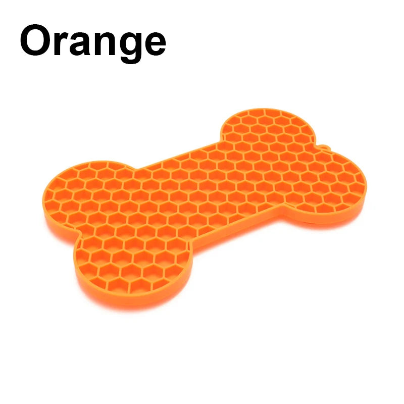 Silicone Dog Slow Feeding Licking Pad - Bone-Shaped Pet Placemat for Cats and Dogs
