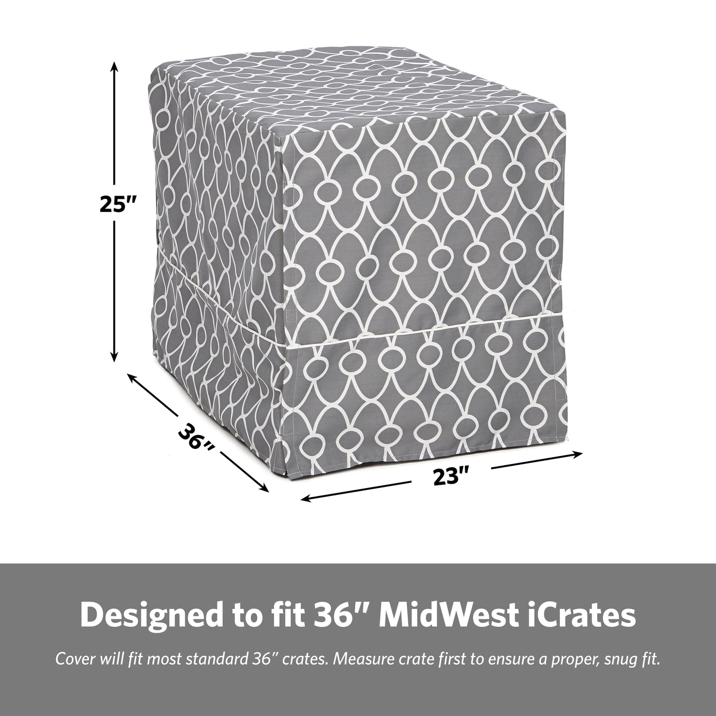 Midwest Homes for Pets 36" Dog Crate Cover in Gray Geometric Pattern