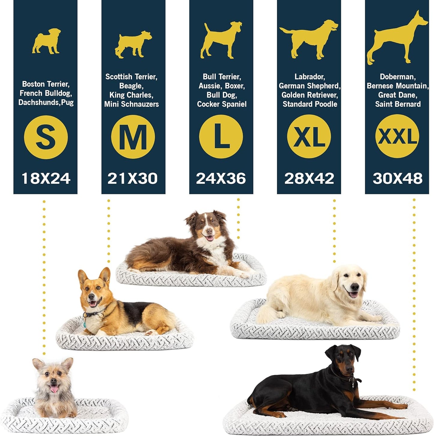 Plush Bolster Dog Bed and Crate Mat - Versatile, Washable Design for Small Dogs (18" x 24")