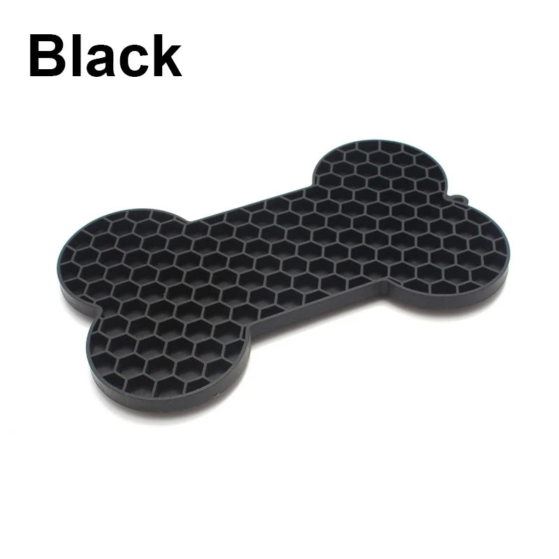 Silicone Dog Slow Feeding Licking Pad - Bone-Shaped Pet Placemat for Cats and Dogs