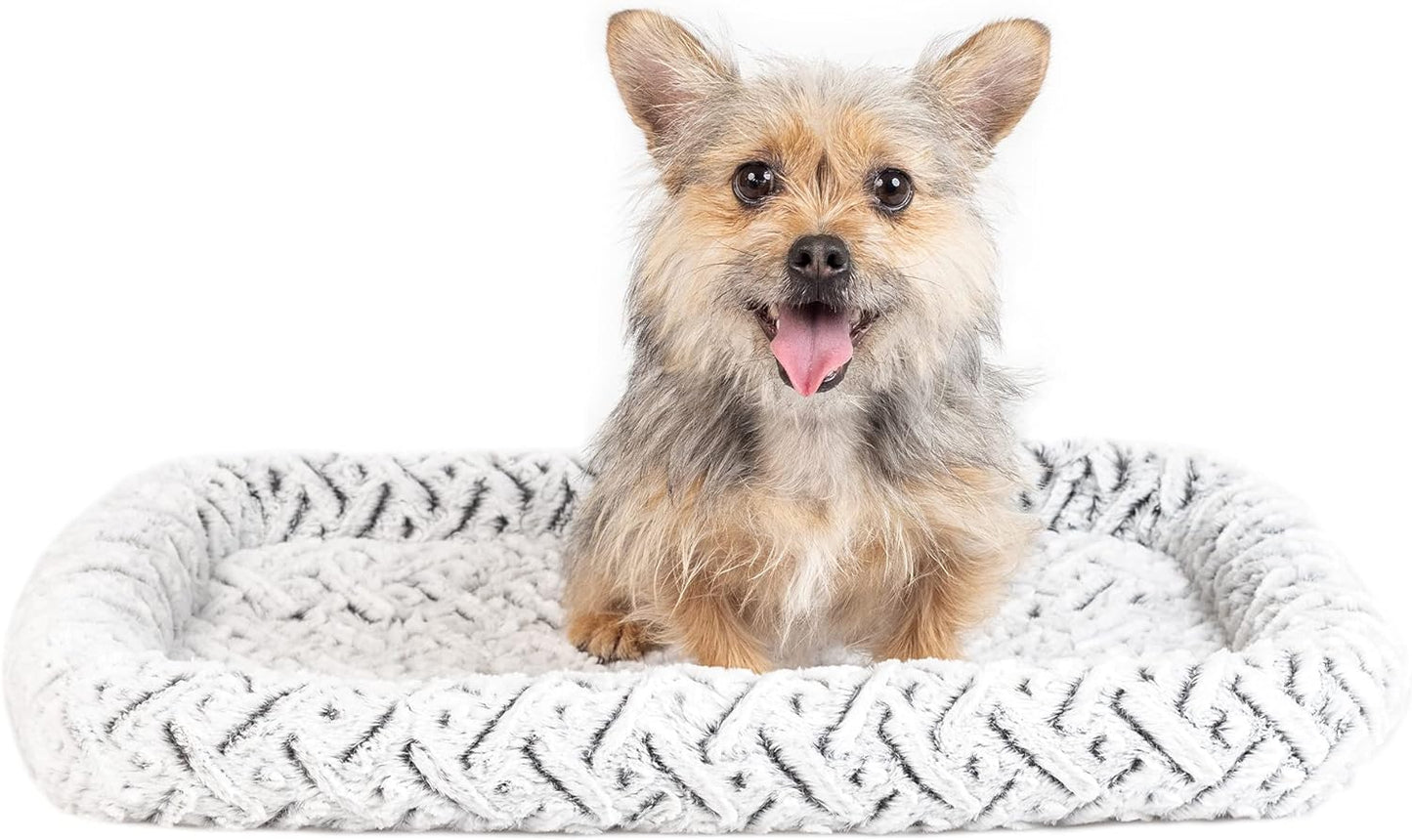 Plush Bolster Dog Bed and Crate Mat - Versatile, Washable Design for Small Dogs (18" x 24")
