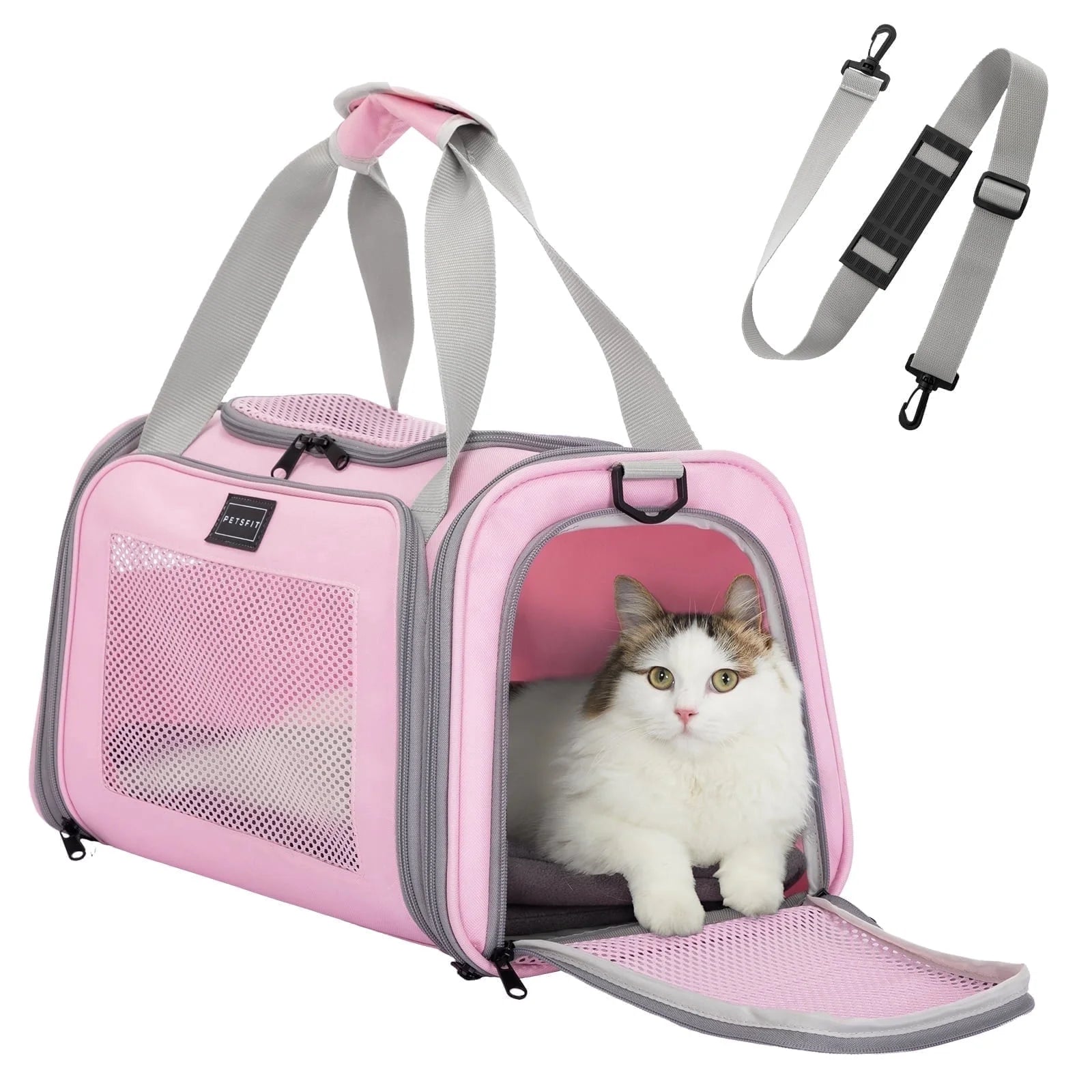 17-Inch Airline Approved Pet Carrier for Small to Medium Cats Up to 20 lbs - Pink
