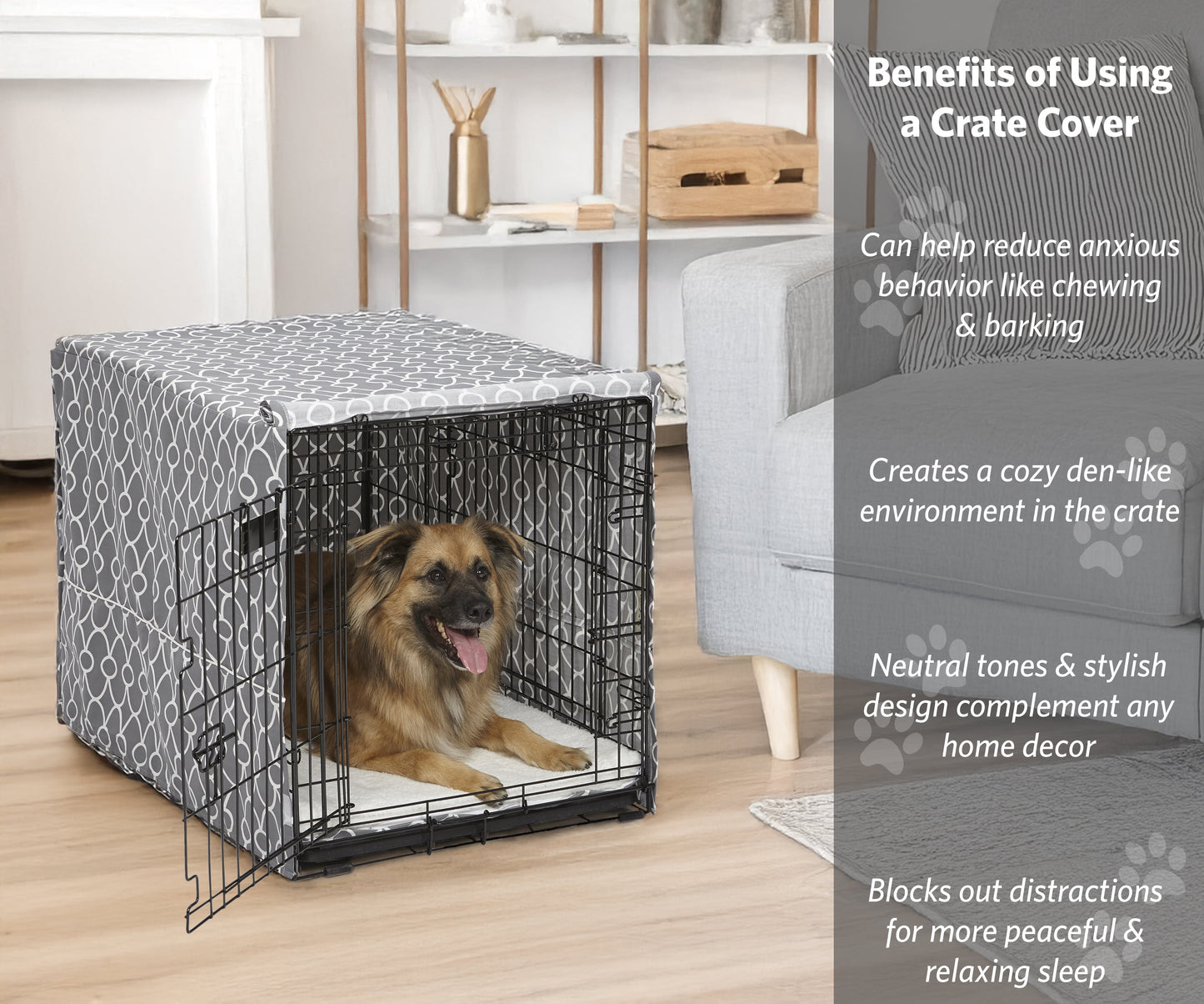 Midwest Homes for Pets 36" Dog Crate Cover in Gray Geometric Pattern