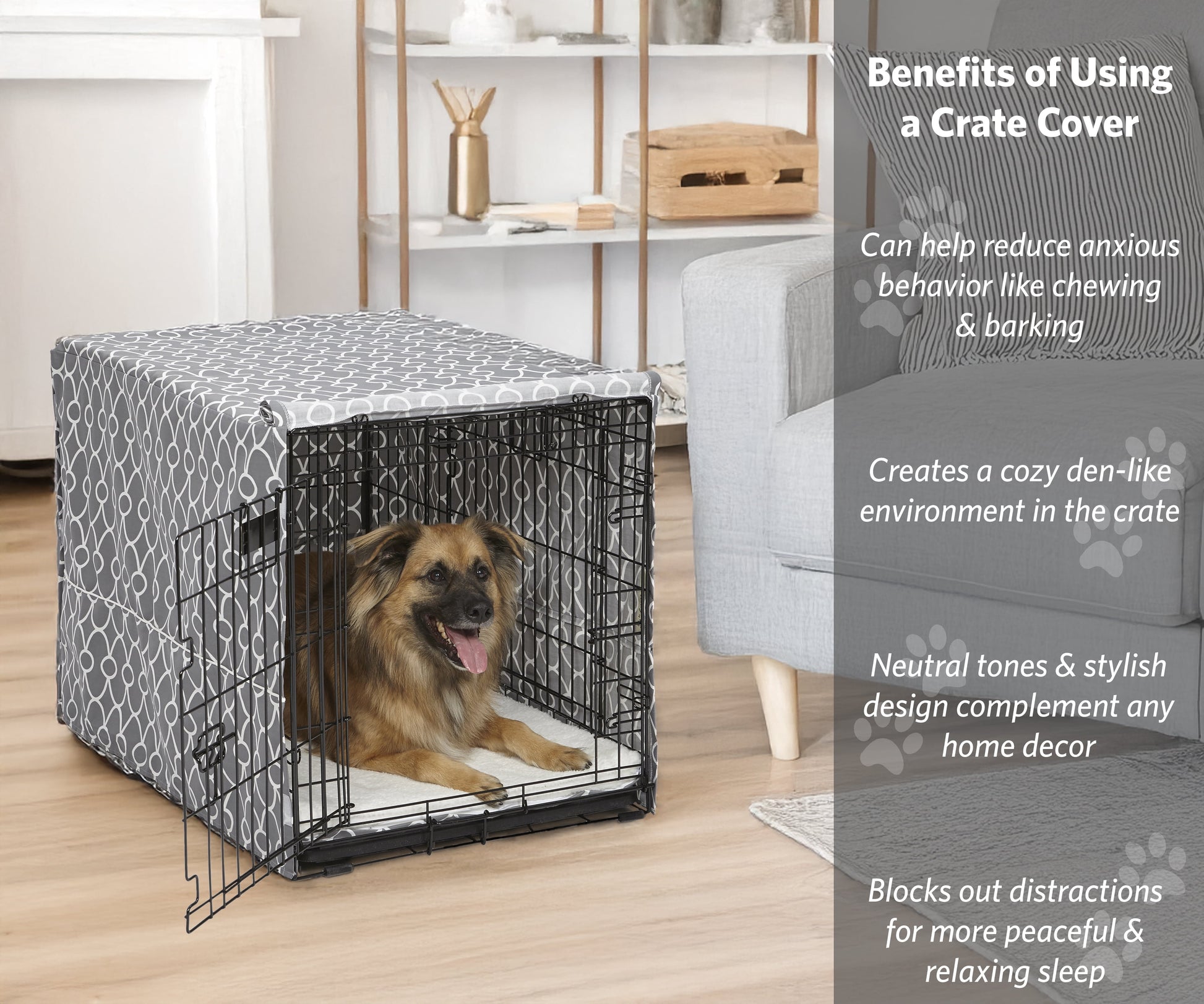 Midwest Homes for Pets 36" Dog Crate Cover in Gray Geometric Pattern