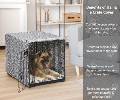 Midwest Homes for Pets 36" Dog Crate Cover in Gray Geometric Pattern