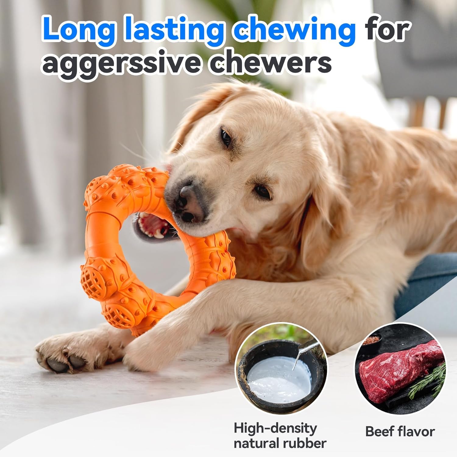Durable Chew Ring Toys for Aggressive Dogs, Ideal for Super Chewers