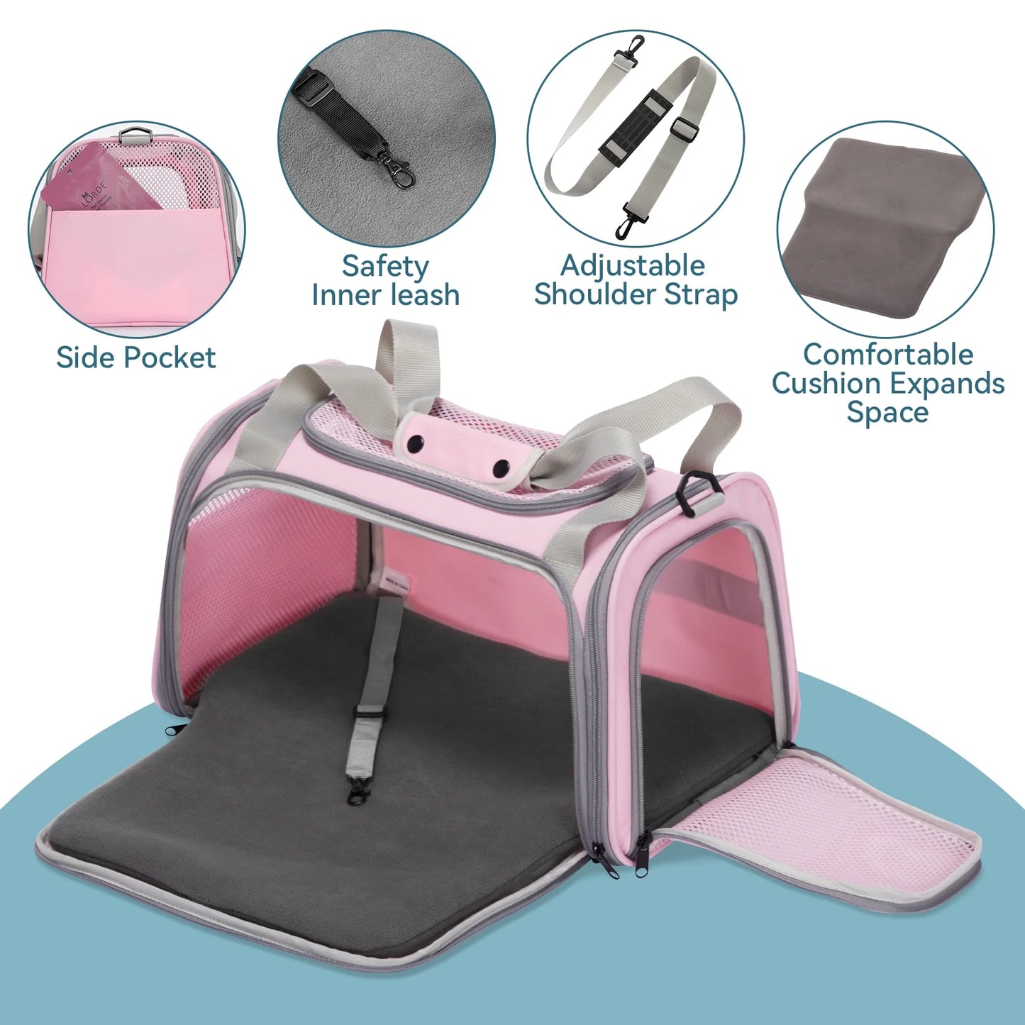 17-Inch Airline Approved Pet Carrier for Small to Medium Cats Up to 20 lbs - Pink