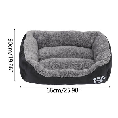 Rectangular Washable Pet Bed with Soft Plush Fleece for Dogs and Cats, Anti-Slip Waterproof Base, Ideal for Small Pets