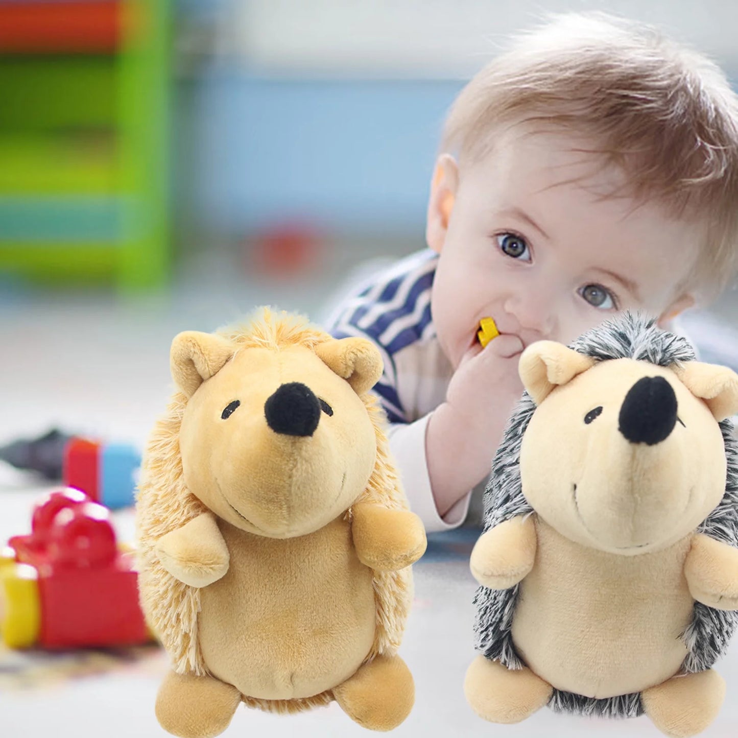 Soft Plush Squeaky Hedgehog Dog Toy - Ideal for Biting, Training, and Playtime for Puppies and Dogs