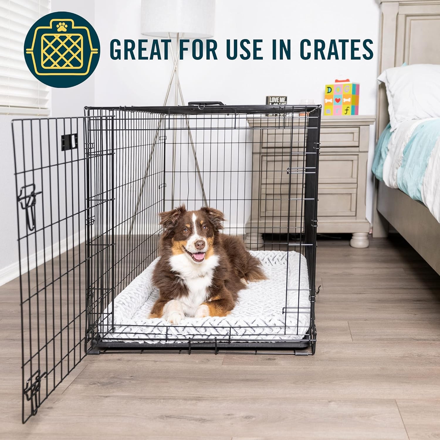 Plush Bolster Dog Bed and Crate Mat - Versatile, Washable Design for Small Dogs (18" x 24")
