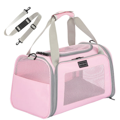 17-Inch Airline Approved Pet Carrier for Small to Medium Cats Up to 20 lbs - Pink