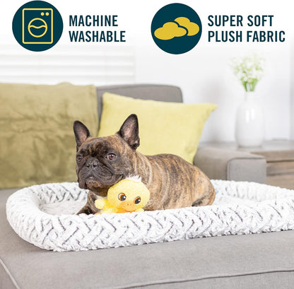 Plush Bolster Dog Bed and Crate Mat - Versatile, Washable Design for Small Dogs (18" x 24")