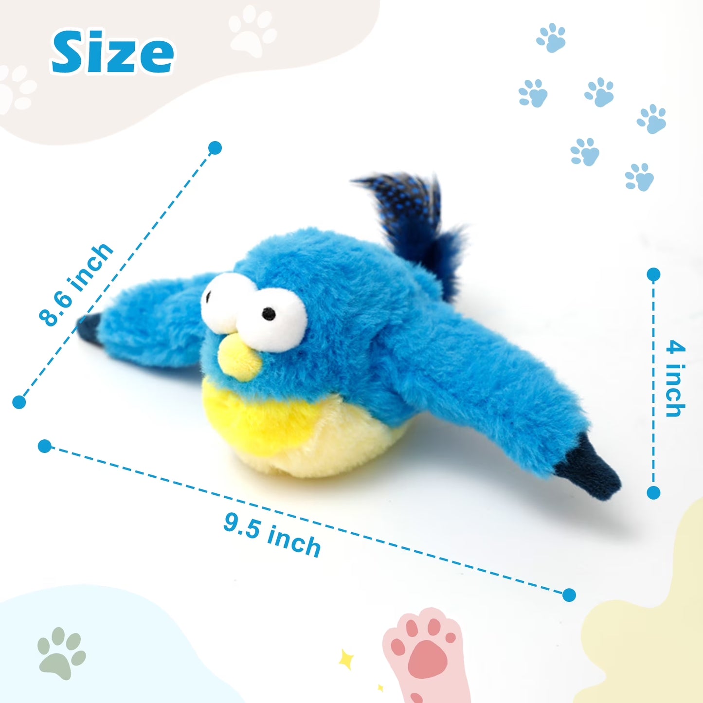 Interactive Rechargeable Cat Toy with Flapping Chirping Bird, Touch Activation, and Catnip for Indoor Cats