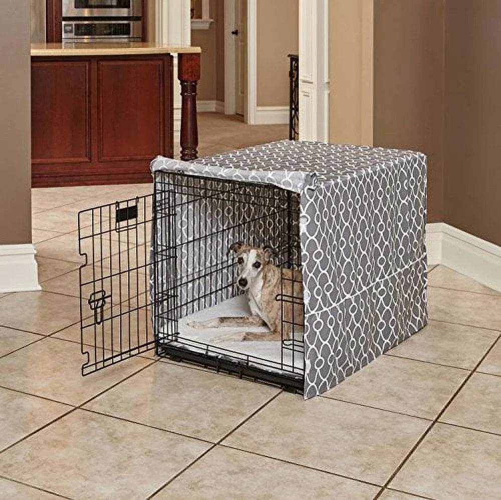 Midwest Homes for Pets 36" Dog Crate Cover in Gray Geometric Pattern