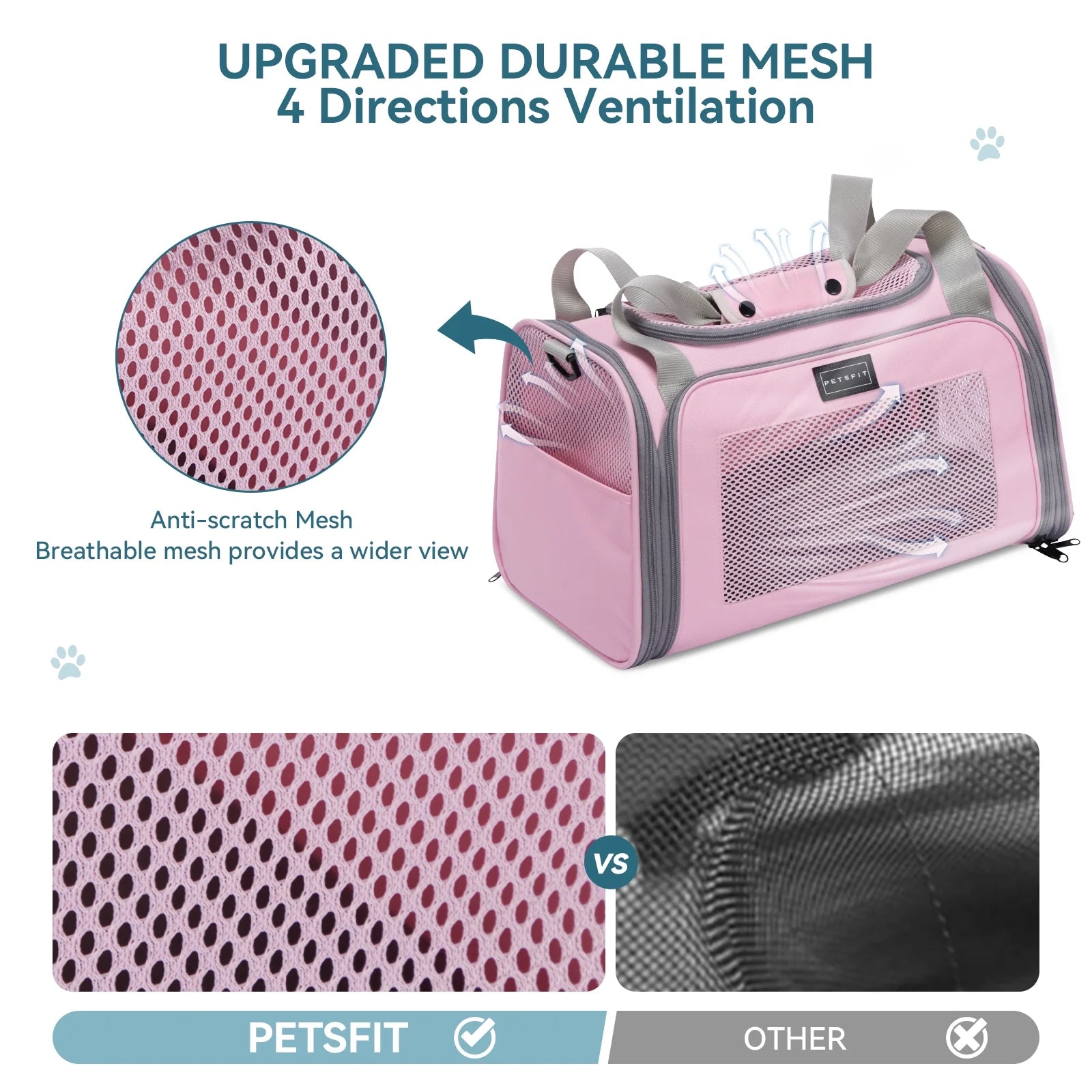 17-Inch Airline Approved Pet Carrier for Small to Medium Cats Up to 20 lbs - Pink