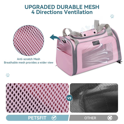 17-Inch Airline Approved Pet Carrier for Small to Medium Cats Up to 20 lbs - Pink