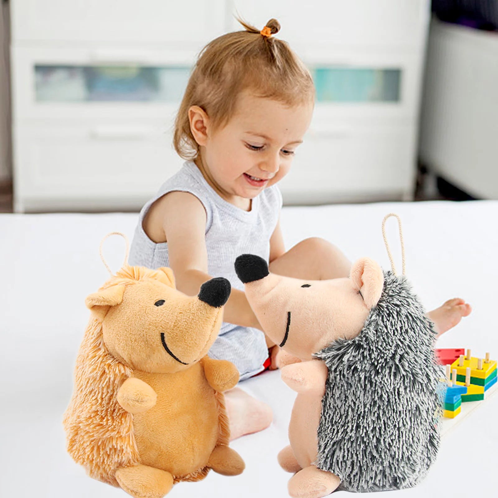 Soft Plush Squeaky Hedgehog Dog Toy - Ideal for Biting, Training, and Playtime for Puppies and Dogs
