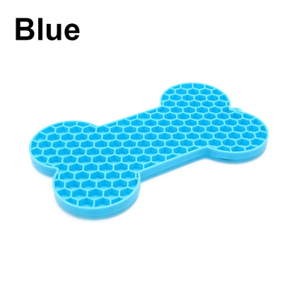 Silicone Dog Slow Feeding Licking Pad - Bone-Shaped Pet Placemat for Cats and Dogs