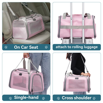 17-Inch Airline Approved Pet Carrier for Small to Medium Cats Up to 20 lbs - Pink