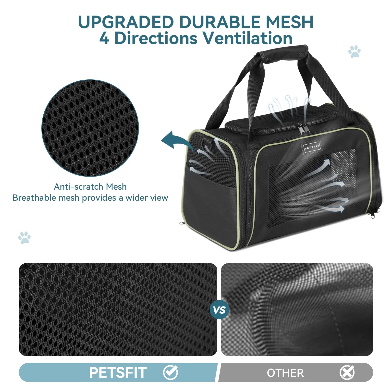 17-Inch Airline Approved Cat Carrier with Extendable Mat, TSA Compliant for Pets Under 20 lbs, Black
