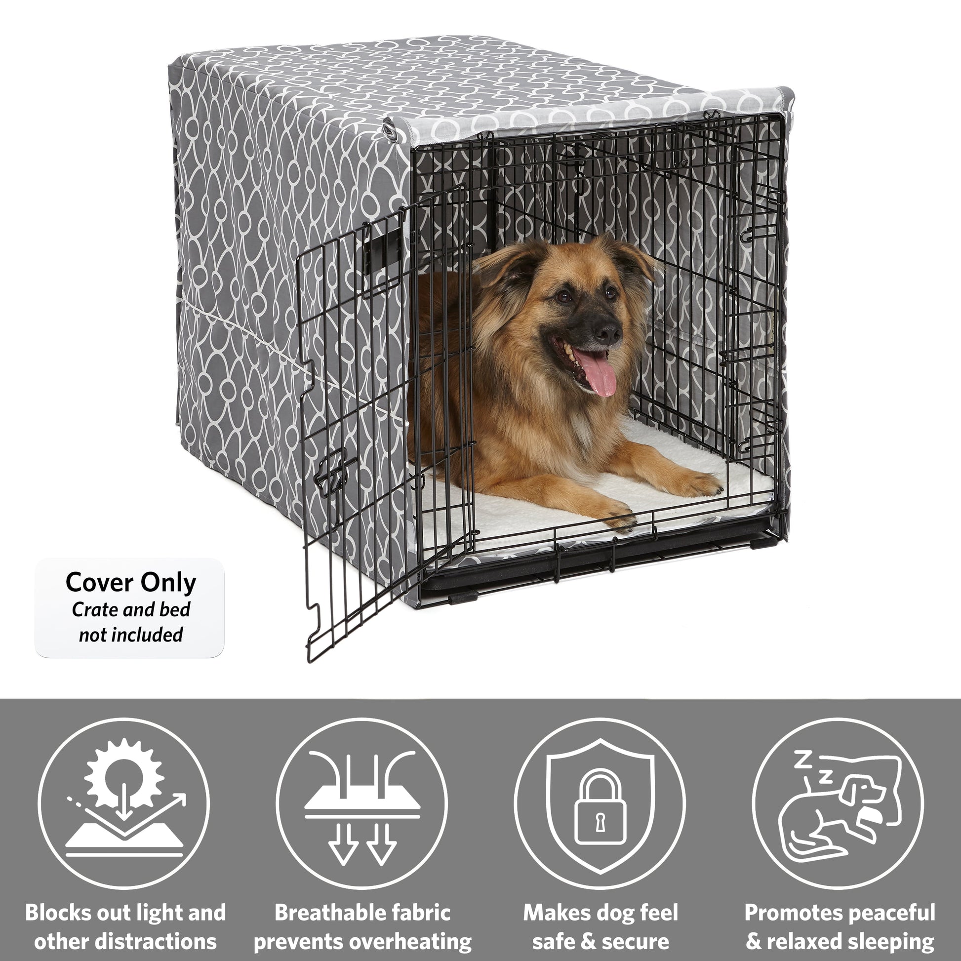 Midwest Homes for Pets 36" Dog Crate Cover in Gray Geometric Pattern