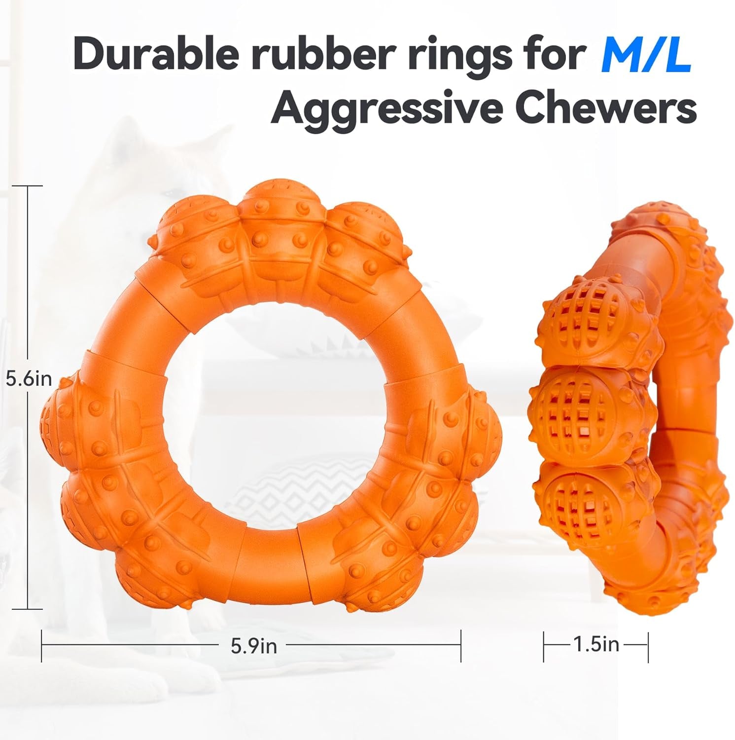 Durable Chew Ring Toys for Aggressive Dogs, Ideal for Super Chewers