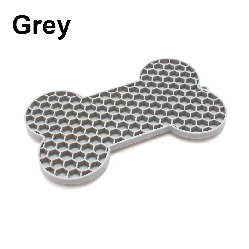Silicone Dog Slow Feeding Licking Pad - Bone-Shaped Pet Placemat for Cats and Dogs
