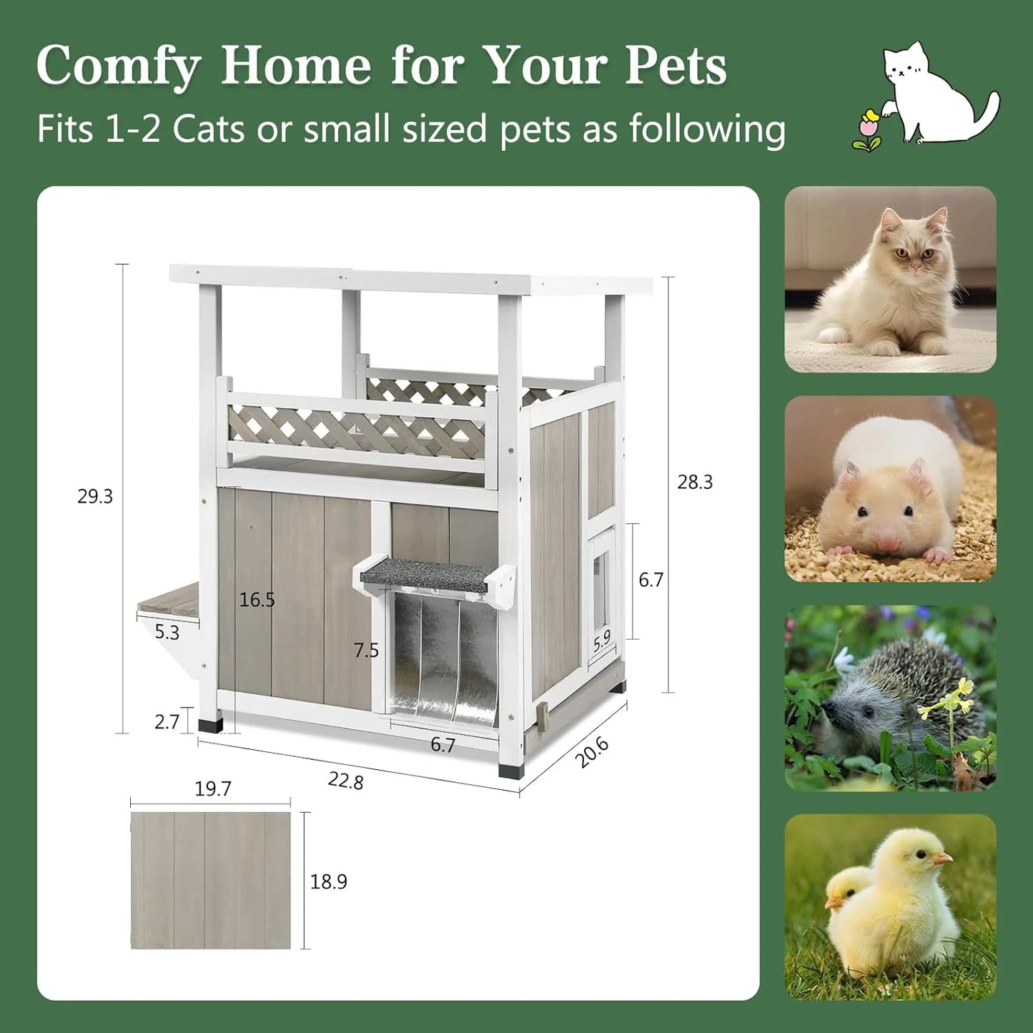 Two-Story Wooden Outdoor Cat House for Feral Cats