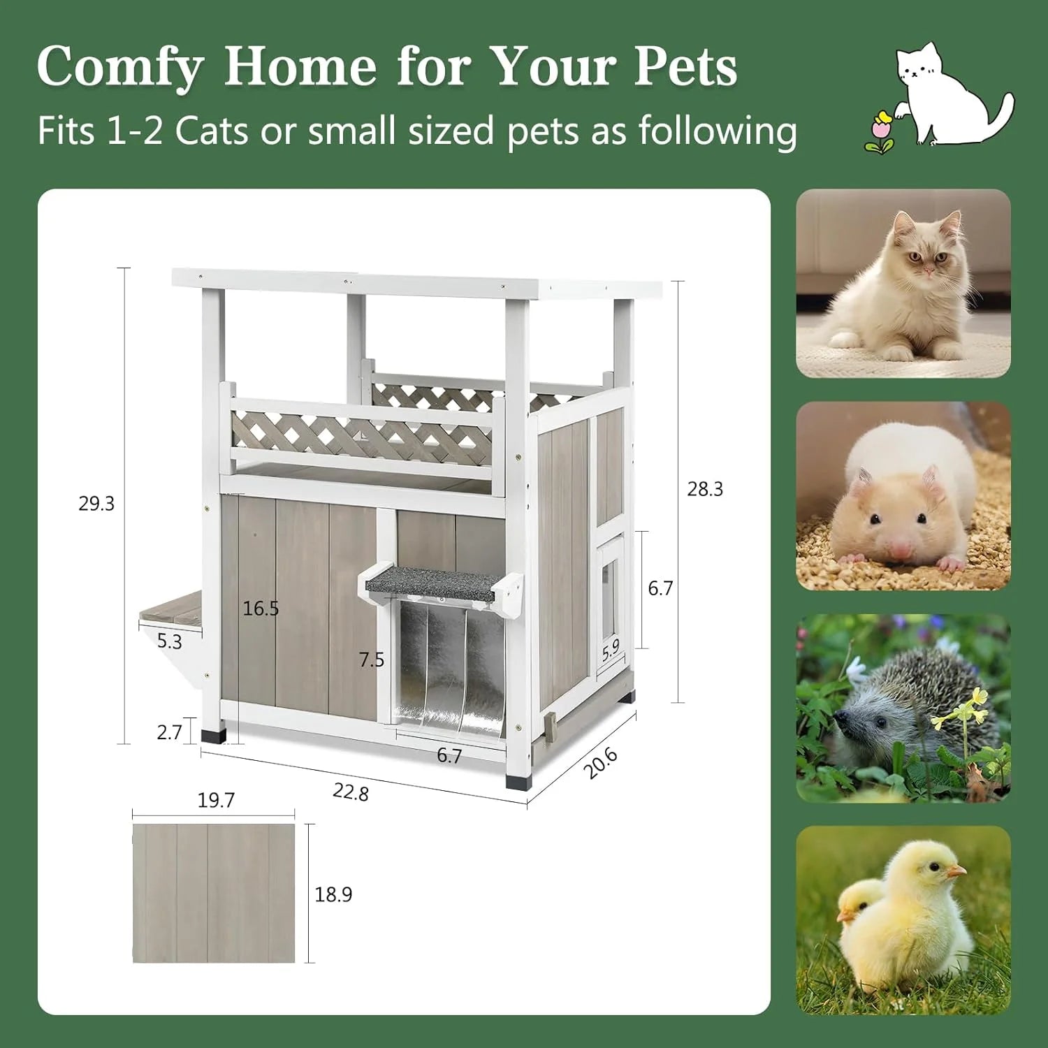 Two-Story Wooden Outdoor Cat House for Feral Cats