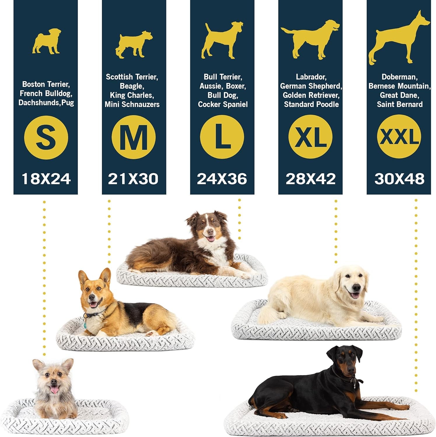 Plush Bolster Dog Bed and Crate Mat - Versatile, Washable Design for Small Dogs (18" x 24")